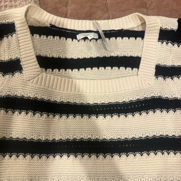 Maurices Cream and Black Striped Square Neck Sweater - Picture 7 of 8